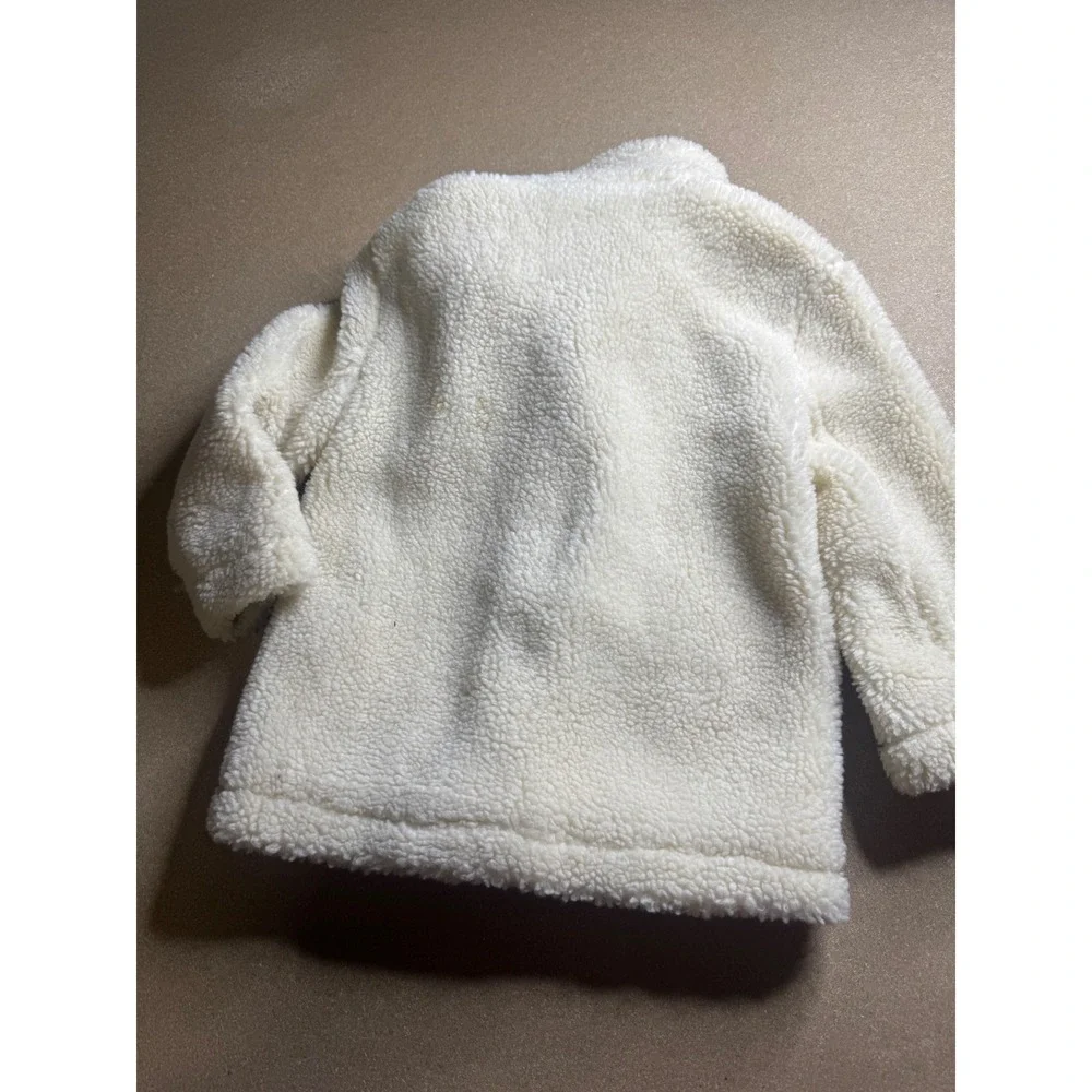 Polo Ralph Lauren Kids Sherpa‎ Fleece Jacket Cream White Button Up Coat Size 6